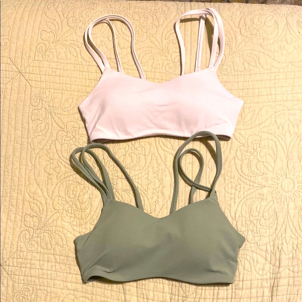 Nike Alate Double Strap Bralettes in Green and White